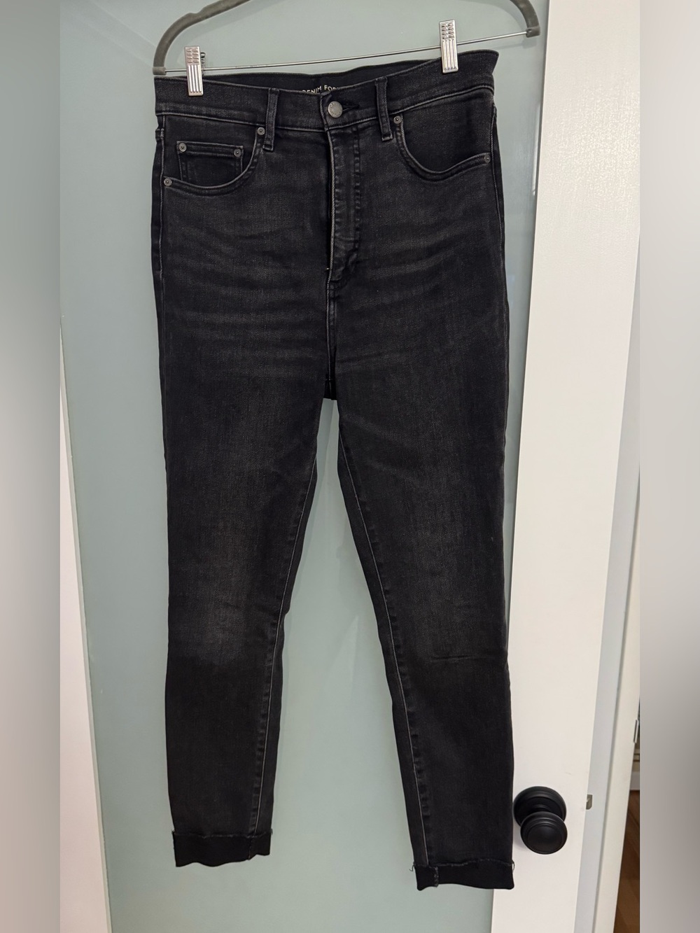 Denim Forum The Lola High Rise Jeans Size 30 Black Straight Leg
